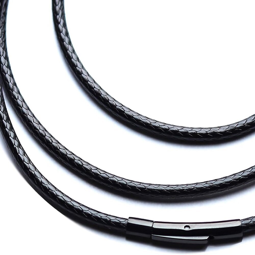 Waterproof Braided Leather cord Chain Necklace for Men/Women, 2MM/3MM Brown/Blac